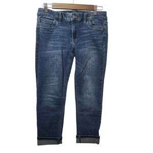 White House Black Market Crop Jeans Women's Size 4 Blue Denim Cuffed Cropped